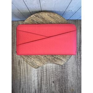 - Dusty Rose Leather Wallet Criss Cross Pocket Purse Bag Wallet  Wallet
